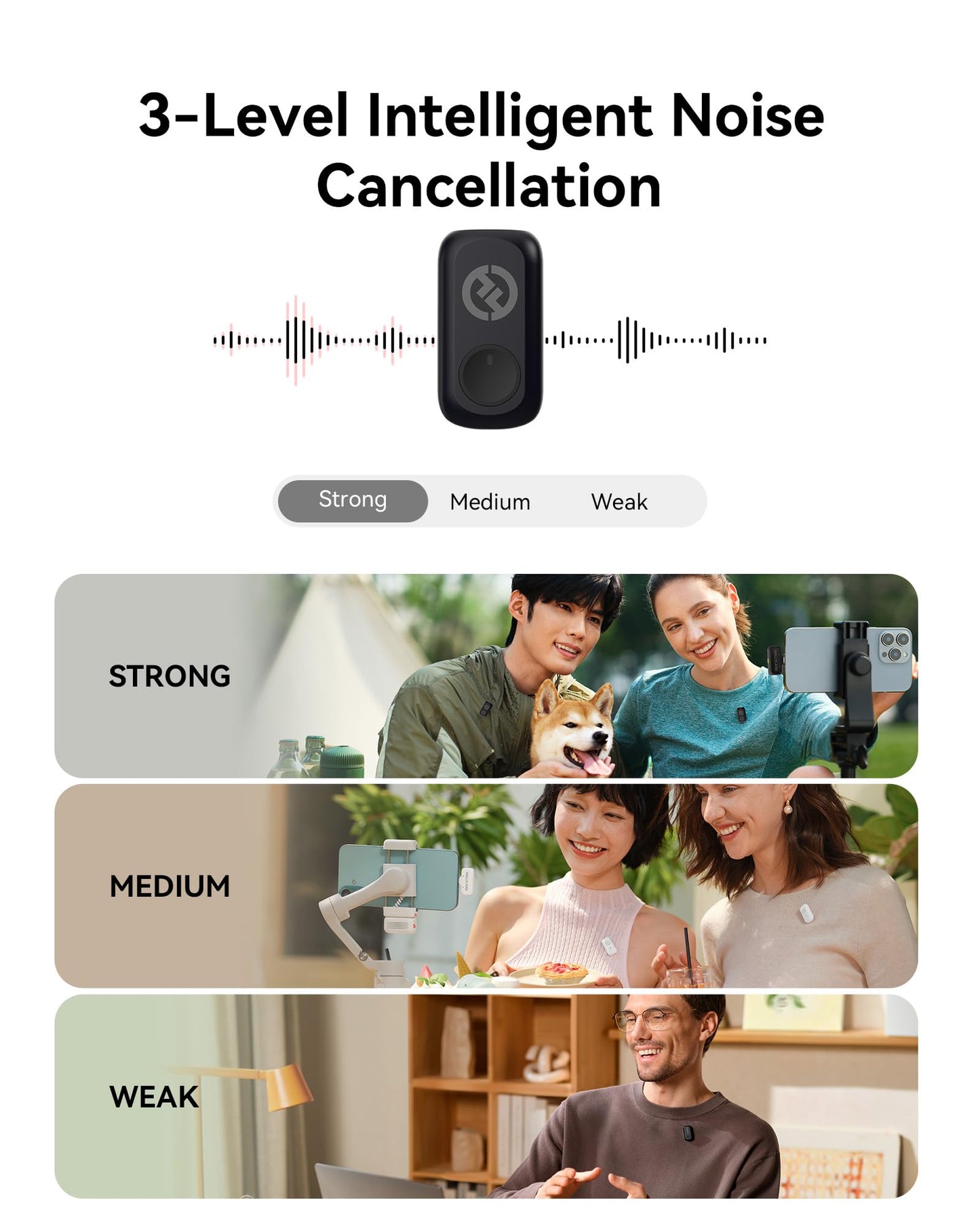 Hollyland Lark A1 Wireless Microphone for iPhone & Android, 48kHz/24-bit Studio Audio, 3-Level Noise Cancellation, 200m Range, Magnetic Mini Mic for Video Recording & Live Streaming (2TX + USB-C RX)