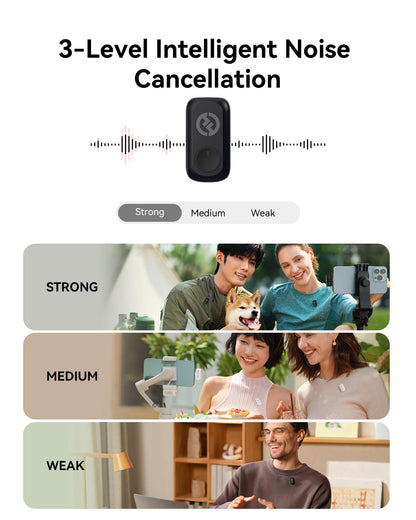 Hollyland Lark A1 Wireless Microphone for iPhone & Android, 48kHz/24-bit Studio Audio, 3-Level Noise Cancellation, 200m Range, Magnetic Mini Mic for Video Recording & Live Streaming (2TX + USB-C RX)