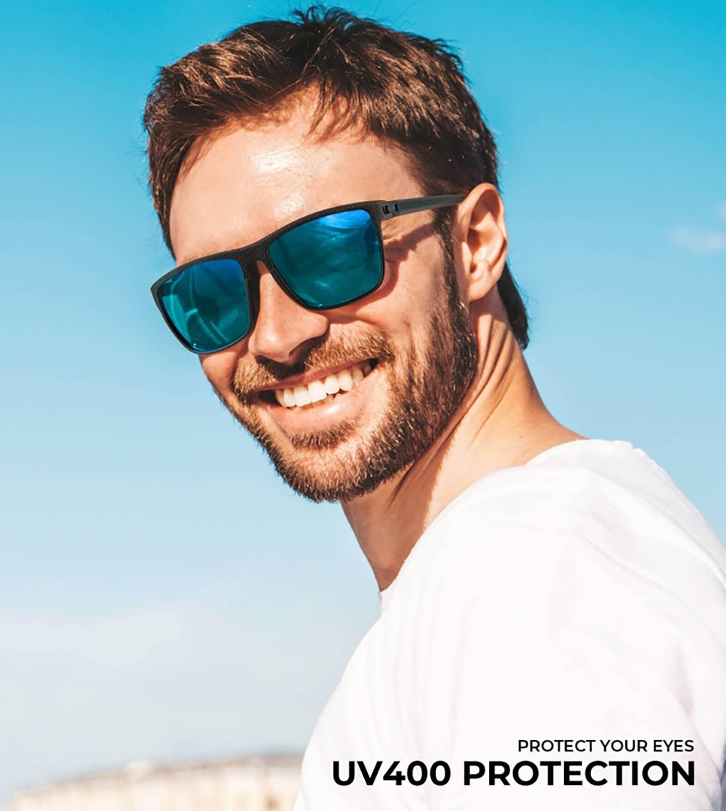 KALIYADI Lentes de Sol Polarizados para Hombre (Negro/Azul Hielo/Rojo)