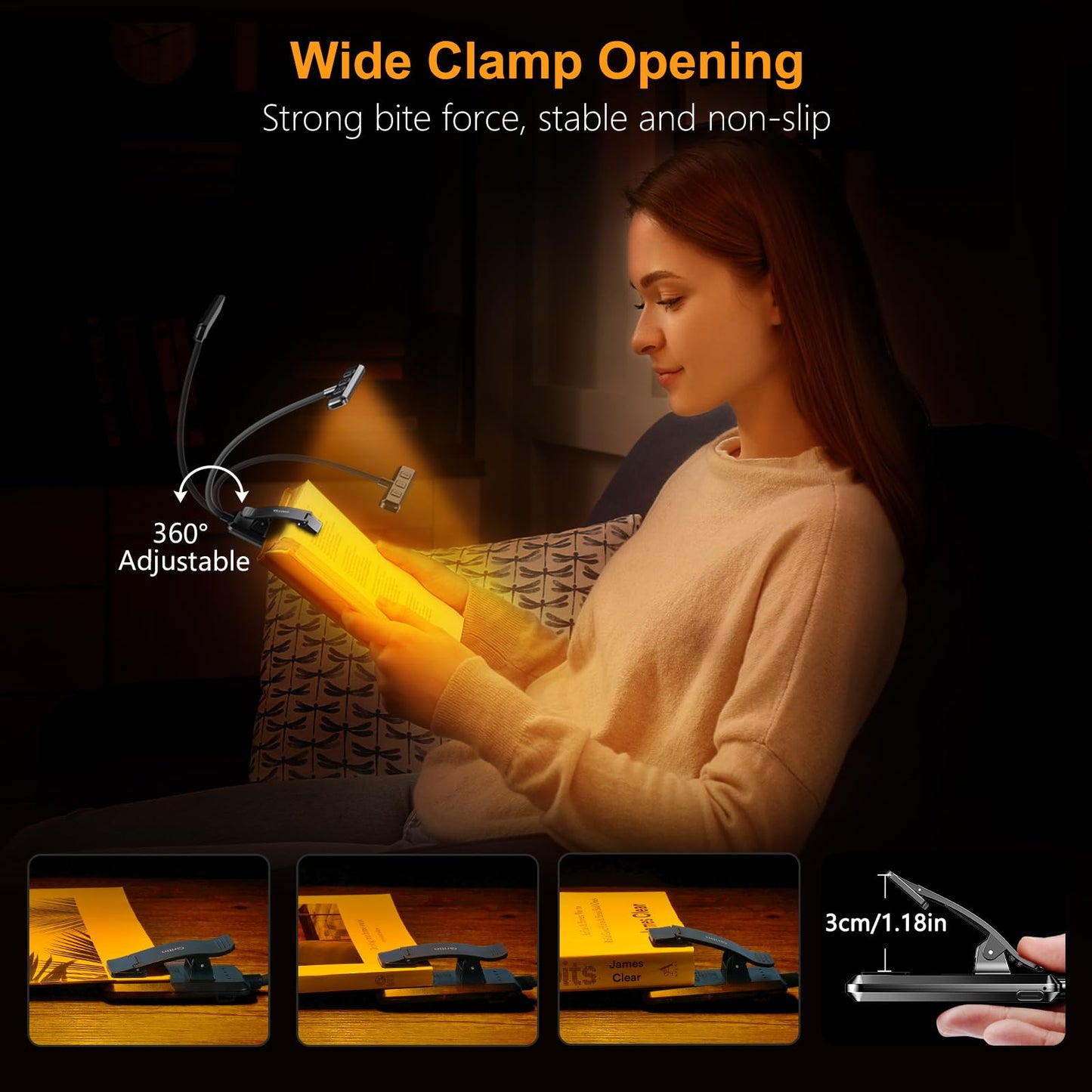 Gritin Luz de Lectura Recargable con Clip (19 LED)