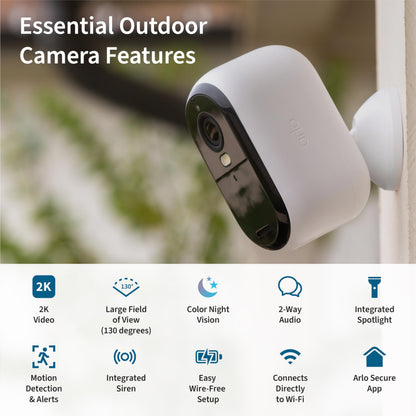 Arlo Essential Cámaras de Seguridad Inalámbricas 2K (Blanco / Pack de 2)