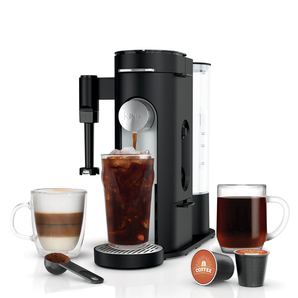 Ninja Coffee Maker, Single Serve, Brew with Coffee Pods and Grounds, Compatible with K-Cup Pods, 4 Styles, up to 24 Ounces Cup Sizes and 56 Ounces Removable Reservoir, Black, PB051