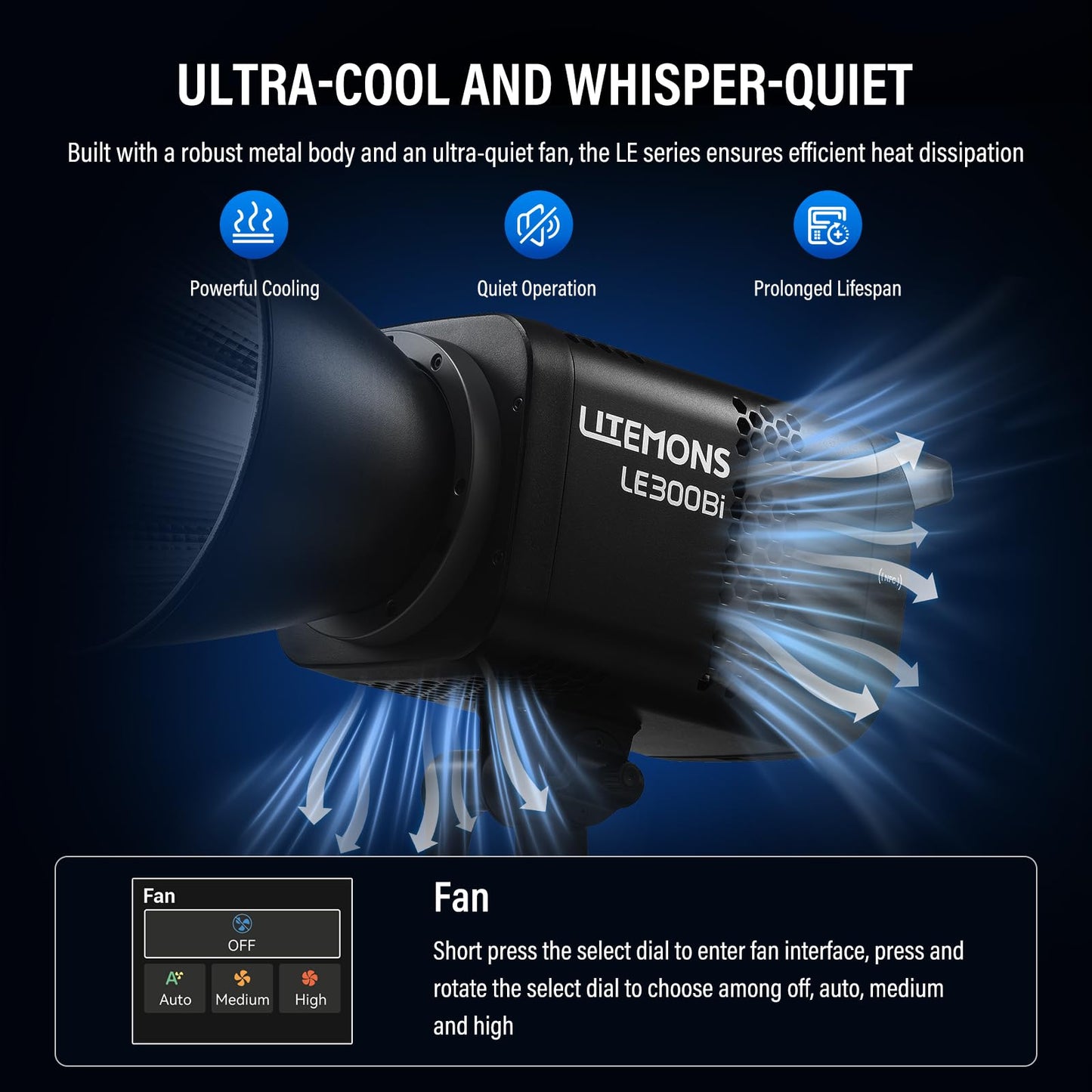 Godox Litemons LE300Bi COB Led Video Light, Godox Bowens Mount 315W Bi-Color Continuous Output Light with DMX/Bluetooth APP Control, NFC Connection, 2800K~6500K, 58900Lux@1m, CRI/TLCI98, 11 Fx Effects