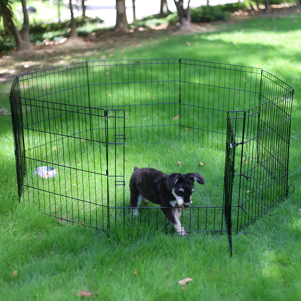 PEEKABOO Corral para Perros de 8 Paneles (24 Pulgadas / Negro)
