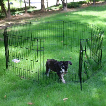 PEEKABOO Corral para Perros de 8 Paneles (24 Pulgadas / Negro)