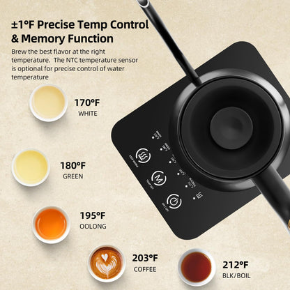 Panana Hervidor Eléctrico de Cuello de Cisne con Control de Temperatura (0.8L)