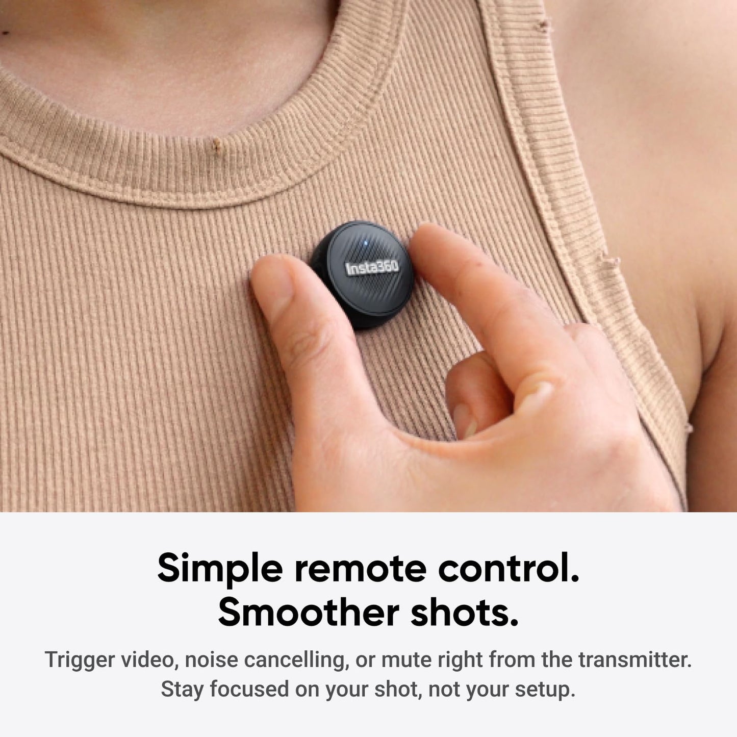 Insta360 Mic Air (1 TX + 1 RX), Noise Cancelling, 300m Range, Wireless Microphone for USB-C iPhone/Android/PC/Mac, Vlog, Streaming