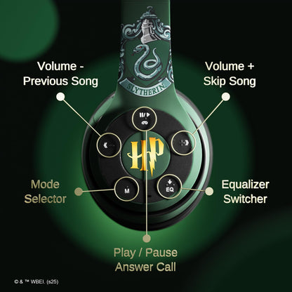 iJoy Harry Potter Slytherin Bluetooth Headphones with Built in Mic | Officially Licensed Wireless Headphones, Foldable Headset | Harry Potter Gifts for Women, Men, Teens, Kids & All Fans of Slytherin