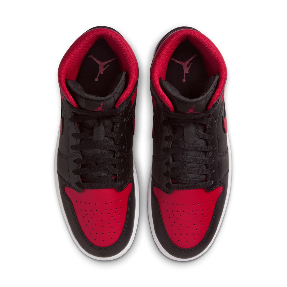 NIKE Air Jordan 1 Mid Men's Trainers Sneakers, Black Varsity Red Summit White