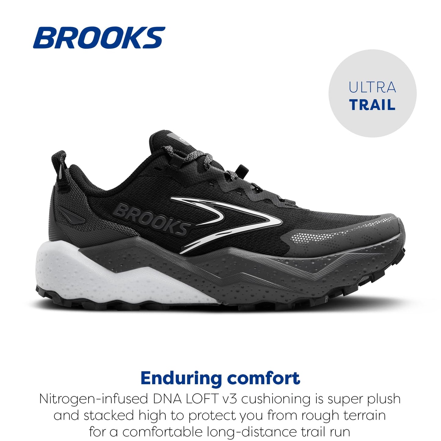 Brooks Women’s Caldera 8 Ultra Trail Running Shoe - Black/Blackened Pearl/White -