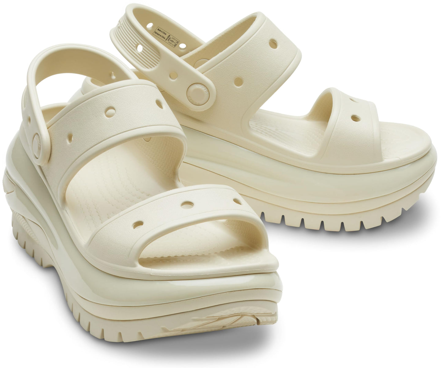 Crocs Classic Mega Crush Platform Sandals Wedge Bone