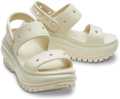 Crocs Classic Mega Crush Platform Sandals Wedge Bone