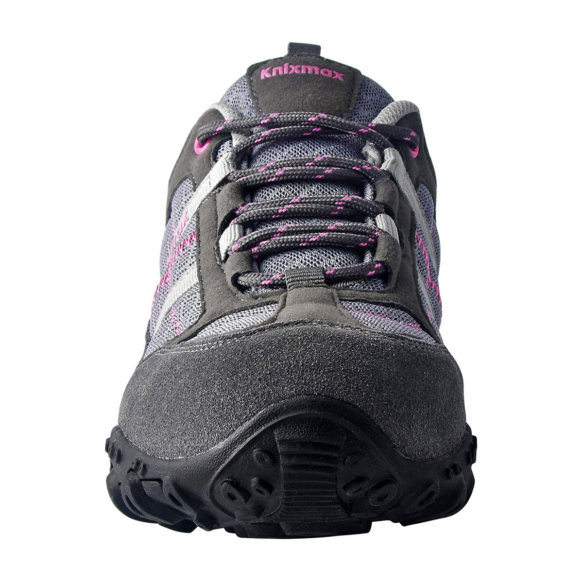 Knixmax Women's Hiking Shoes, Lightweight Low-Top Outdoor Walking Shoes with Suede Leather & Textured Rubber Outsole, Breathable Trail Shoes for Hiking Trekking Camping Grey