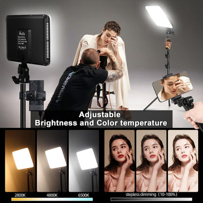 Shirtal 12" LED Video Light Kit,2-Pack Photography Lighting Kit,73" Height 2800-6500K Dimmable Studio Lights with Tripod Stand and Phone Holder, Streaming Lighting for Video Recording,Podcast,YouTube