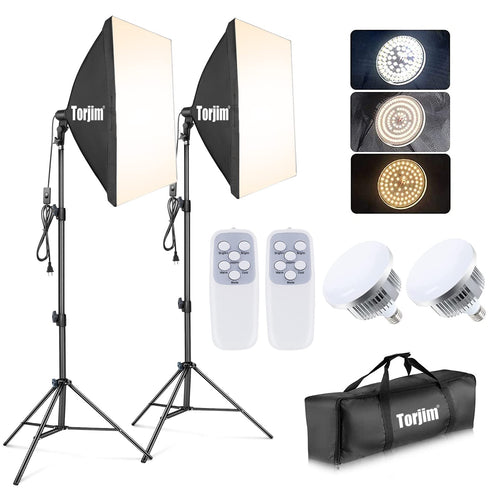 Torjim Kit de Iluminación Softbox Profesional (Paquete de 2 / 27" x 27")