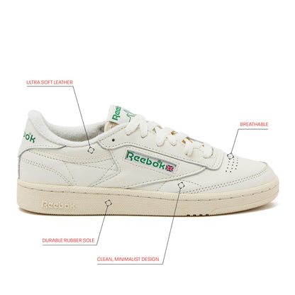 Reebok Club C 85 Vintage Tennis Sneakers for Women, Casual White Womens Shoes