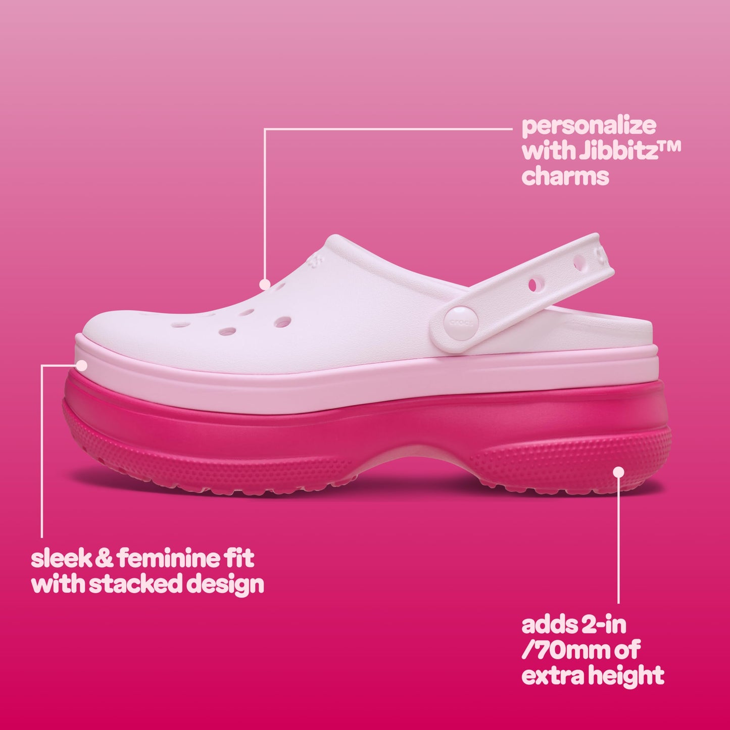 Crocs Unisex Classic Stacked Clogs Platform Sneakers Dragon Fruit Men 6/Women