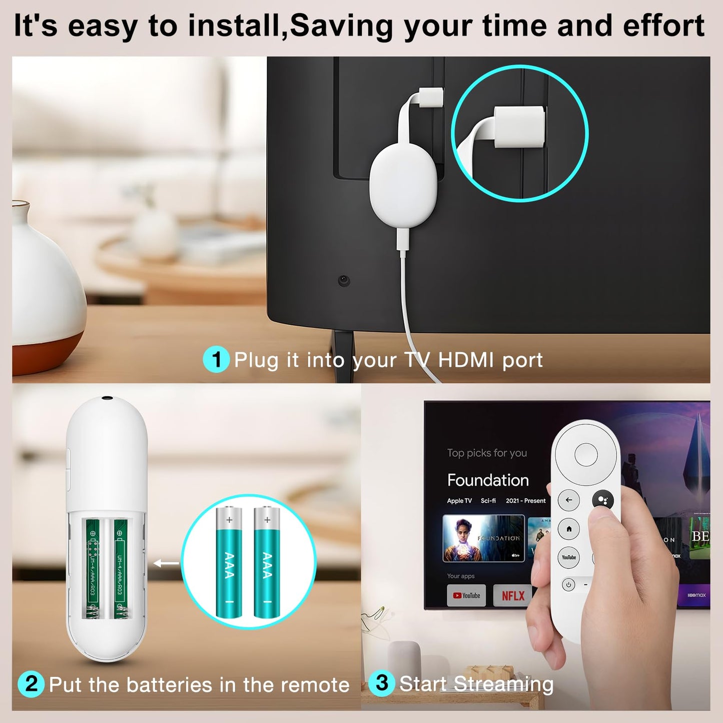 Control Remoto de Repuesto por Voz G9N9N para Google TV (Solo Snow Chromecast)