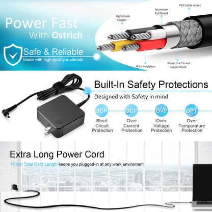 Cargador Adaptador de CA para Laptop Lenovo (65W/45W)