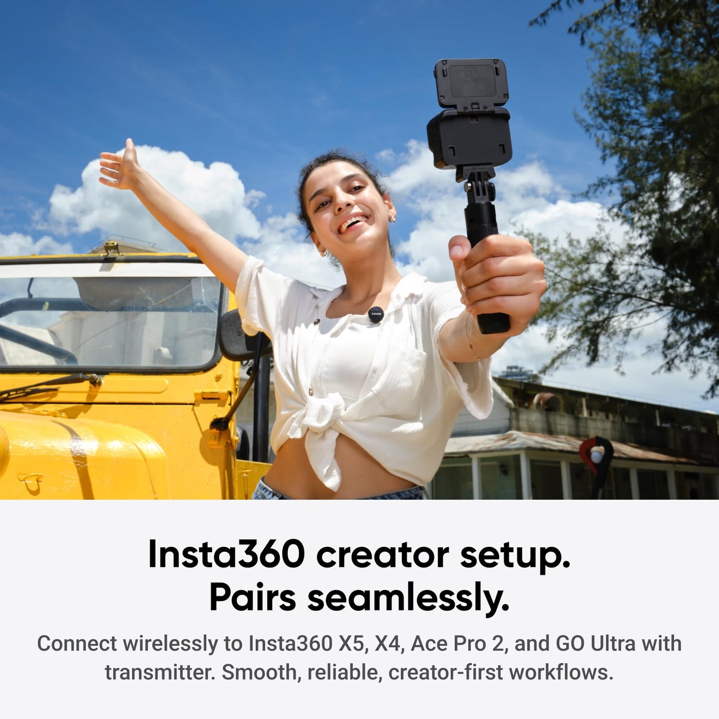 Insta360 Mic Air (1 TX + 1 RX), Noise Cancelling, 300m Range, Wireless Microphone for USB-C iPhone/Android/PC/Mac, Vlog, Streaming