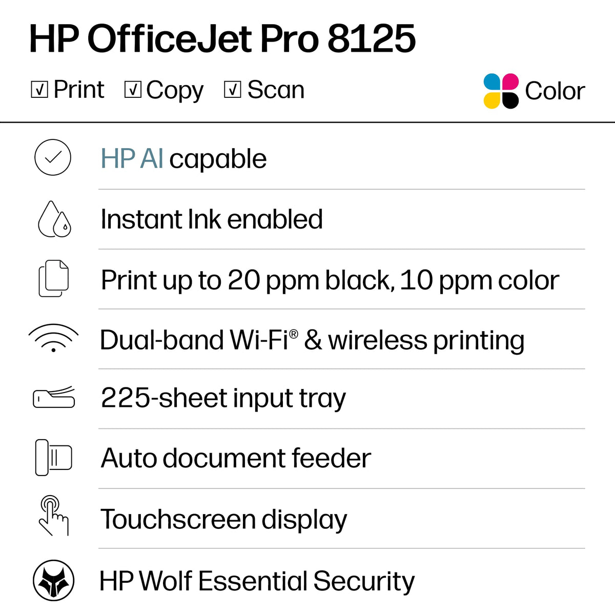 HP Impresora Inalámbrica OfficeJet Pro 8125 (C2VJ4A)