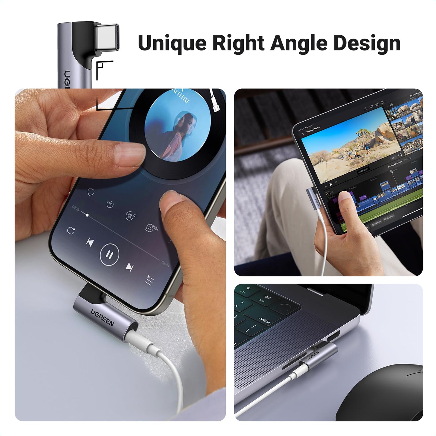 UGREEN Adaptador de Audio USB C a 3.5mm (Gris)
