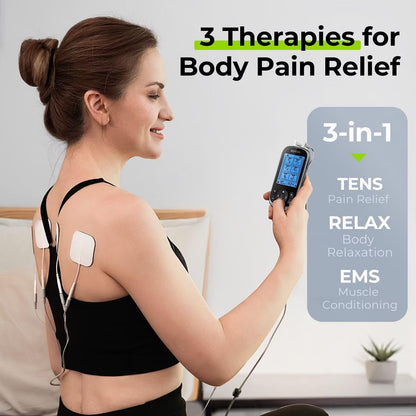 AUVON Unidad TENS y Electroestimulador Muscular 3 en 1