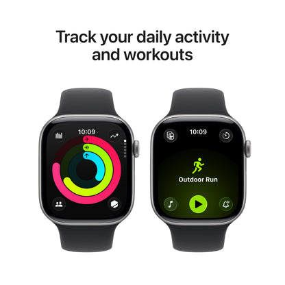 Apple Watch Series 11 [GPS 46mm] Smartwatch with Space Gray Aluminum Case with Black Sport Band - M/L. Sleep Score, Fitness Tracker, Health Monitoring, Always-On Display, Water Resistant