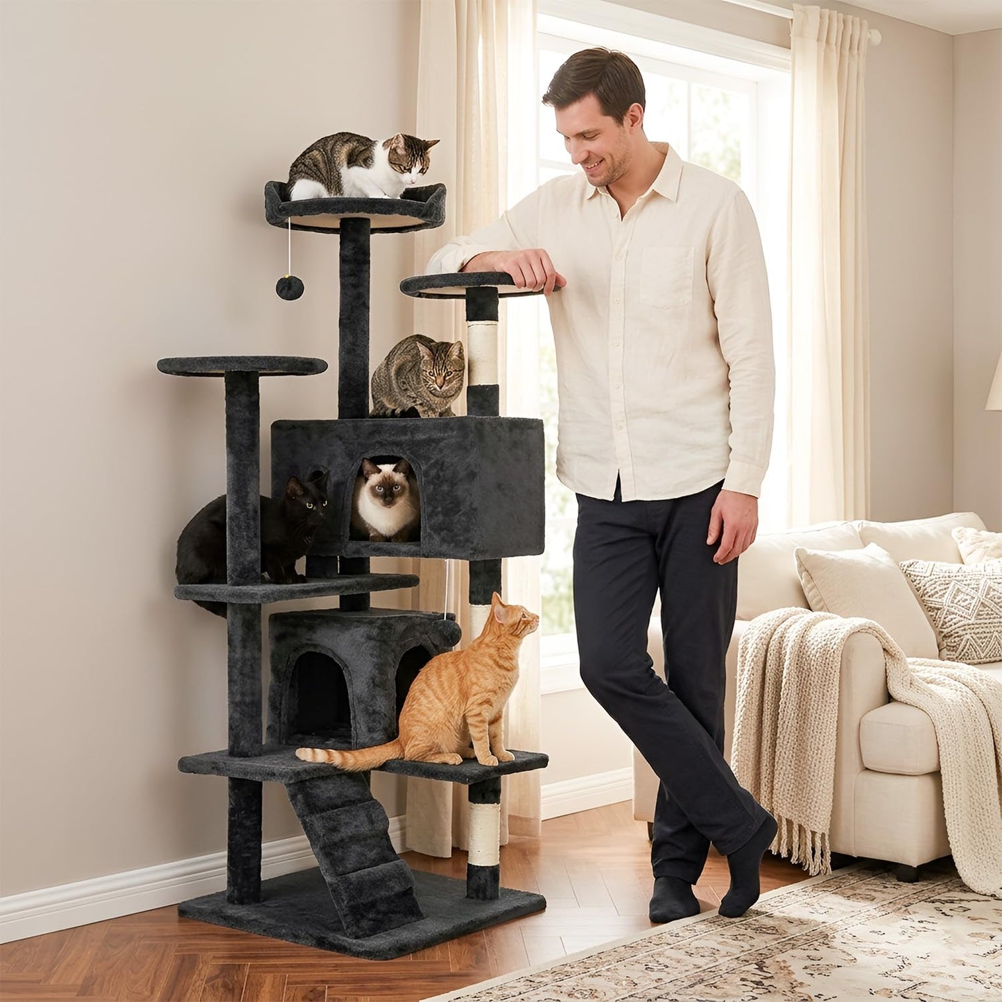 FDW Torre para Gatos de 54" (Gris Oscuro)