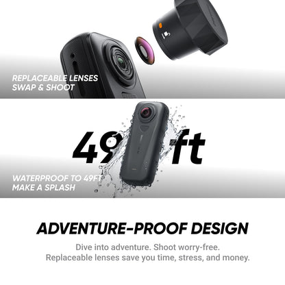 Insta360 X4 Air - Lightweight 165g 8K 360 Camera, Invisible Selfie Stick Effect, Replaceable Lenses, Shoot First & Frame Later, Built-in Wind Guard, FlowState Stabilization, AI-Powered App
