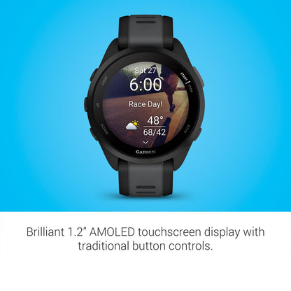 Garmin Forerunner 165 Music, Running Smartwatch, Colorful AMOLED Display, Training Metrics and Recovery Insights, Music on Your Wrist, Black