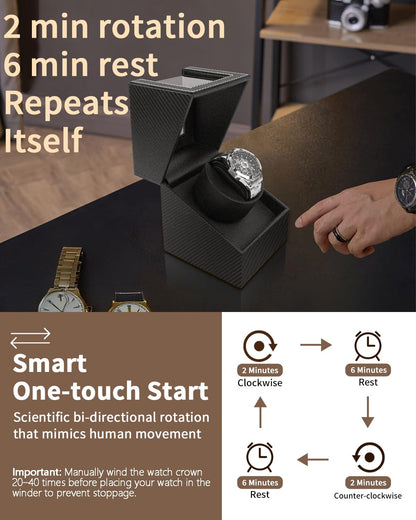 Caja de Cuerda para Relojes Automáticos (Negro)