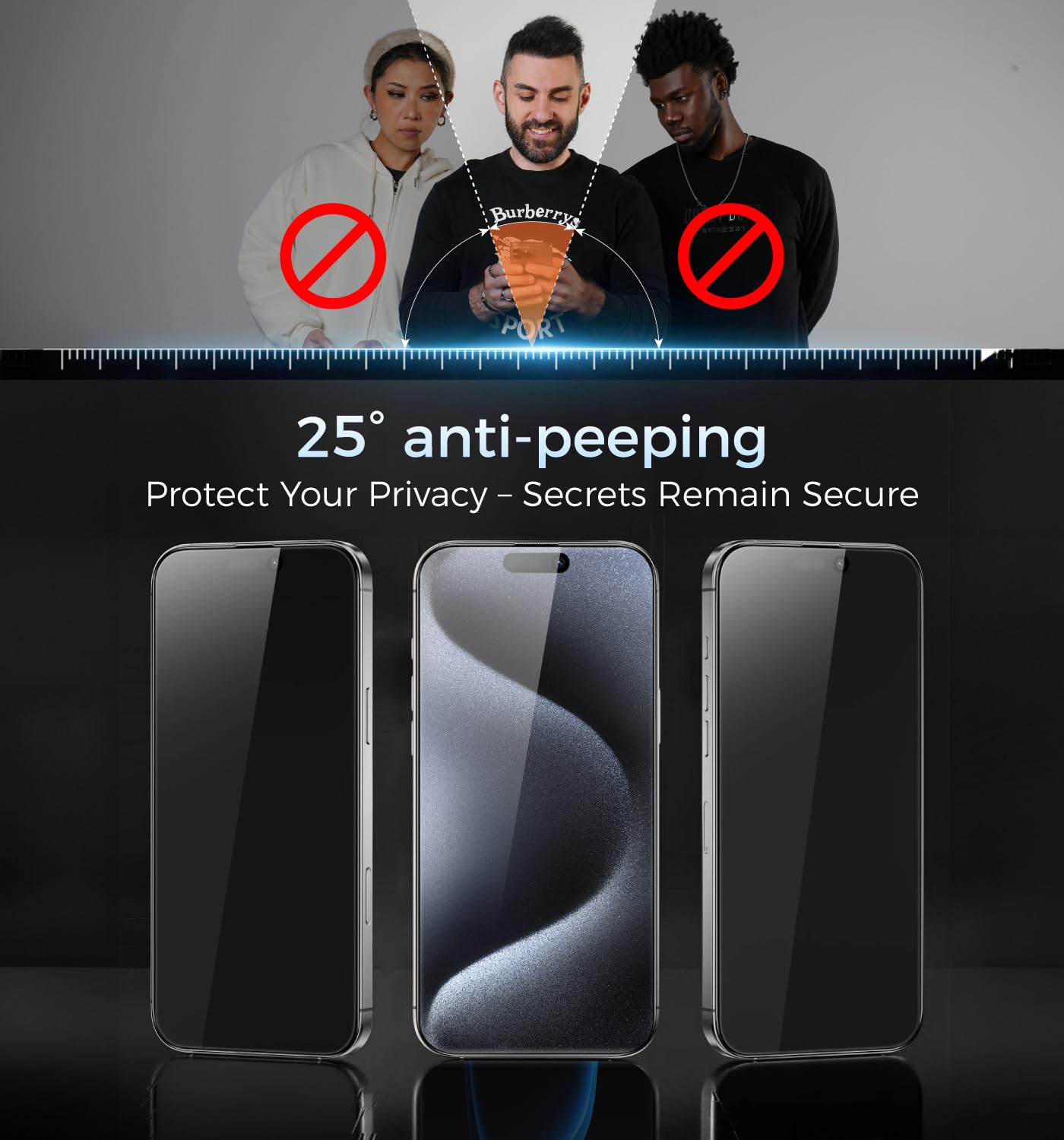 MAGIC JOHN Protector de Pantalla de Privacidad de 3ra Generación para iPhone 15 Pro (Paquete de 2)