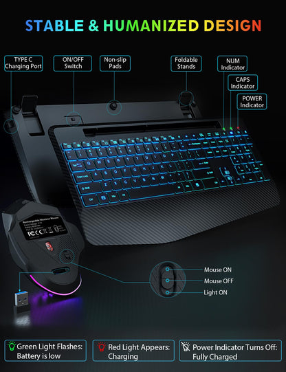 SABLUTE Combo Teclado y Mouse Inalámbrico KM22 Ultra+