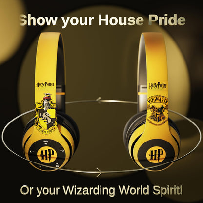 Harry Potter Hufflepuff Bluetooth Headphones with Built in Mic | Officially Licensed Wireless Headphones, Foldable Headset | Harry Potter Gifts for Women, Men, Teens, Kids & All Fans of Hufflepuff
