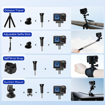 DJI Osmo Action 5 Pro Waterproof Action Camera Bundle, 1/1.3" Sensor, 4K/120fps Video, 47GB Built-in Storage, Original Standard Combo + 58 Piece Accessory Kit + 2 Extra Batteries + Extra 64GB Card