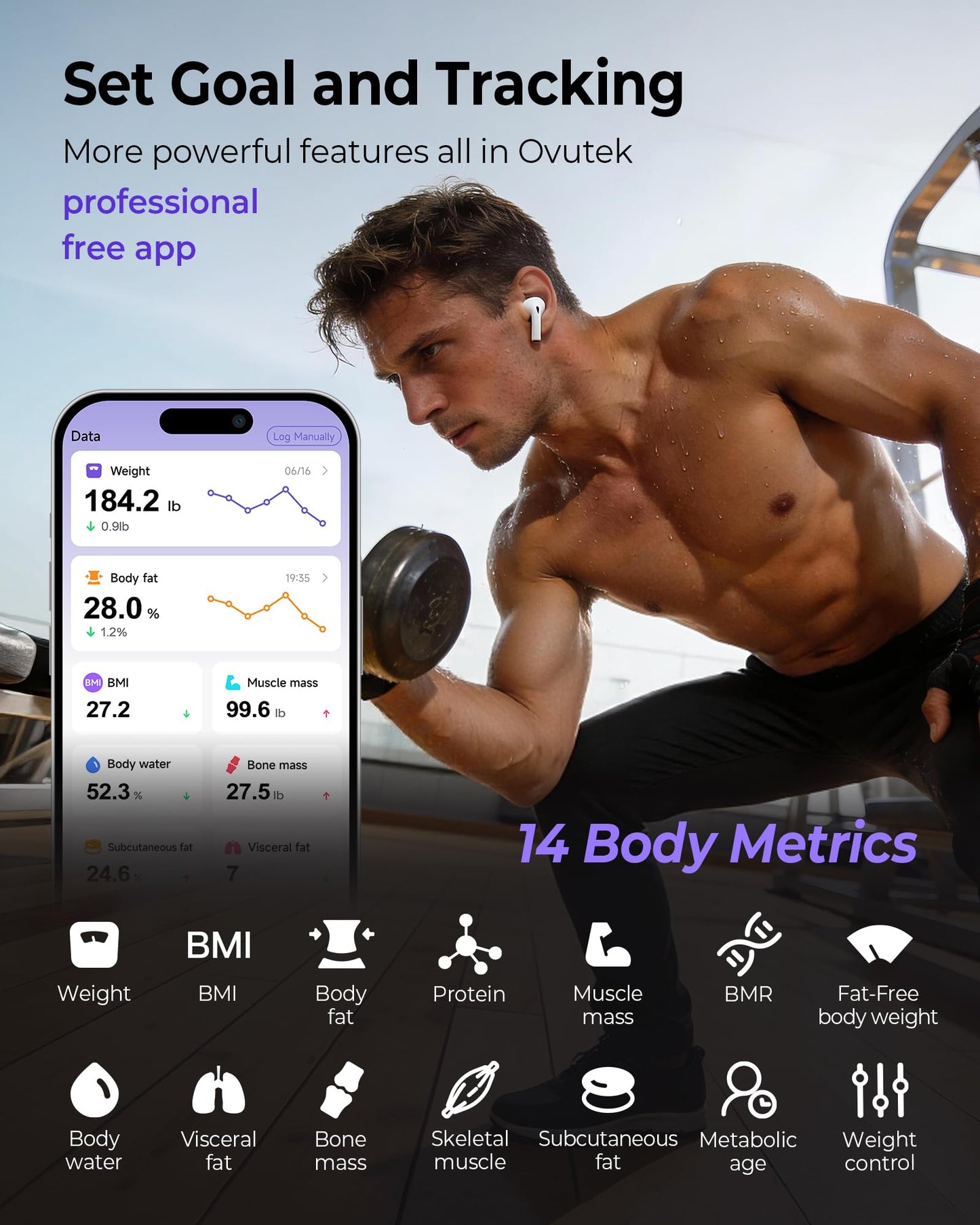 Ovutek Báscula Inteligente de Peso Corporal (Precisión de 0.05lb)