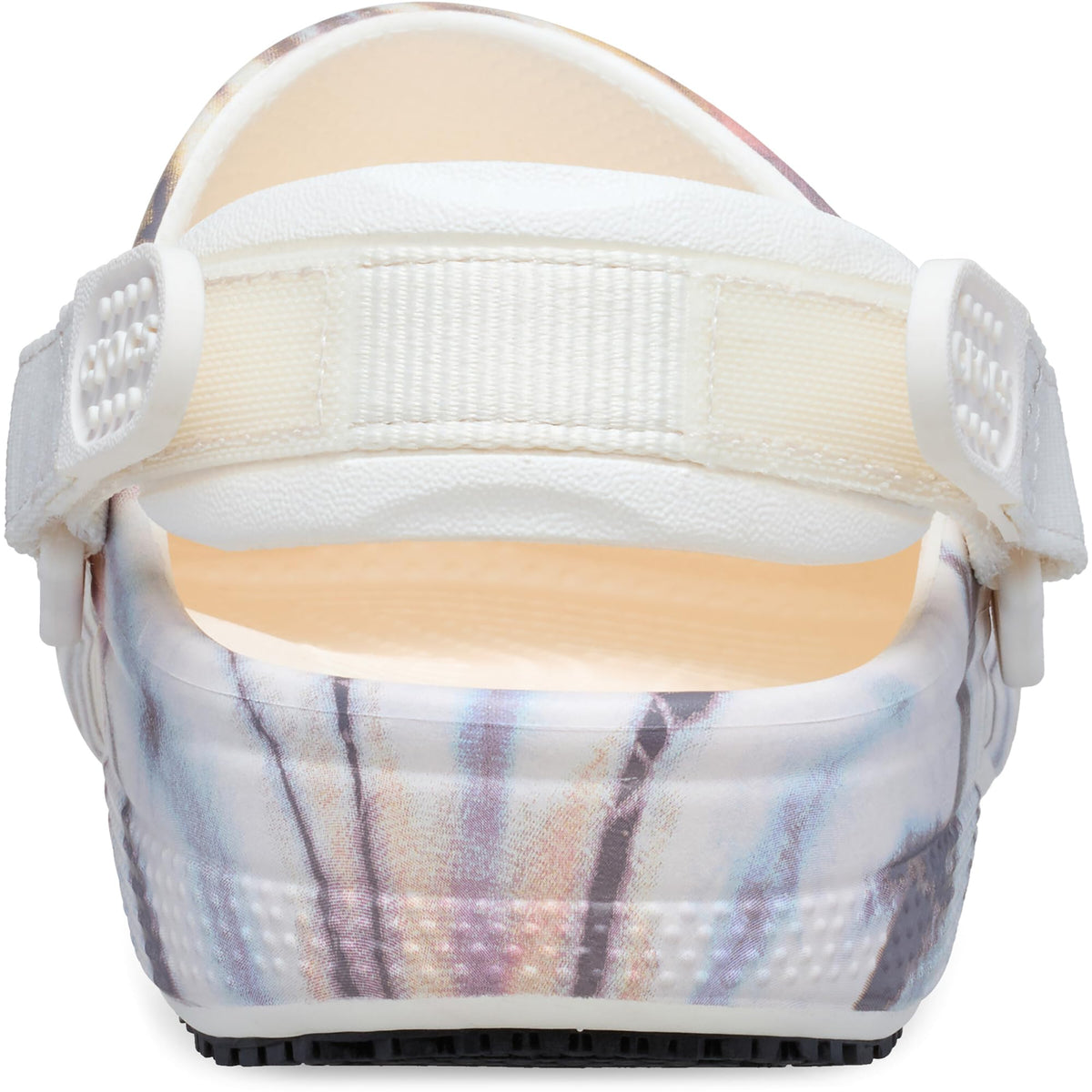 Crocs Unisex-Adult Classic Work Clogs, Adjustable Slip Resistant Work Shoes with Hole-Free Construction, Chalk/Pastel Tie Dye