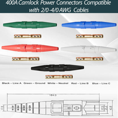 CLS40 Set de Conectores Eléctricos Cam Lock de 400A (Paquete de 5)