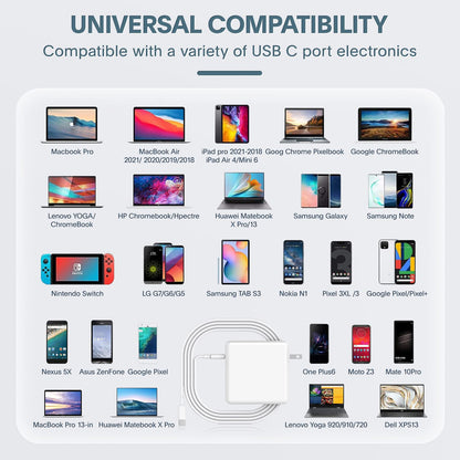 Cargador Rápido USB-C para Mac Book Pro (Cable 6.6 ft)