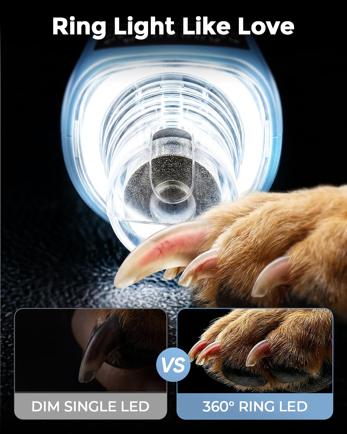 Pulidor de Uñas de 7 Velocidades para Perros y Gatos (Azul)