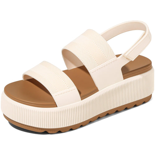 Marc Ford White Platform Sandals for Women 2026 Flatform Water Sandals Chunky Wedge Lug Sole Lightweight Comfortable Summer Outfit Walking Beach Vacation Essentials Trendy Shoe Resort Wears