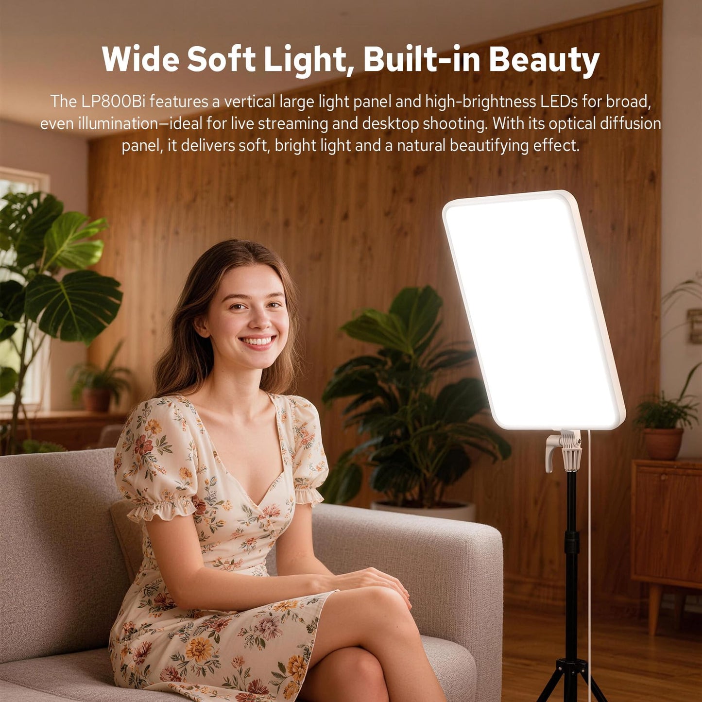 Godox LP800Bi 85W Bi-Color LED Video Light w/Stand, 2800K-6500K, 0-100% Dimmable LED Panel Light, 180°Adjustable Angle, APP Control, CRI96+ TLCI98+, Studio Soft Light for Video Photography