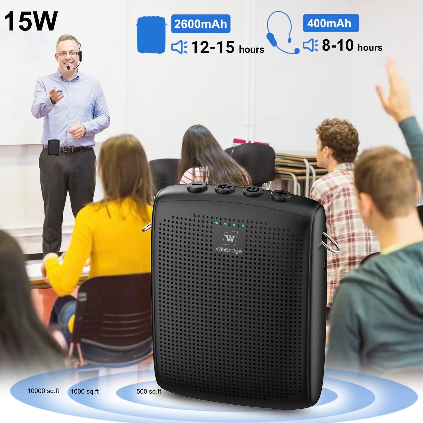 WinBridge Amplificador de Voz Portátil con Bluetooth (15W / Modelo WB002)