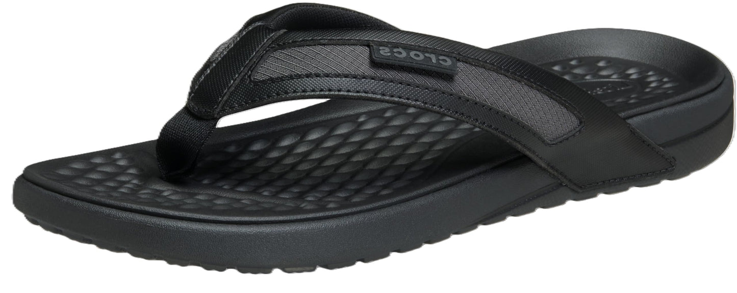 Crocs Men's Yukon Sport LR Lightweight Flip Flop Sandals, Black/Slate Grey