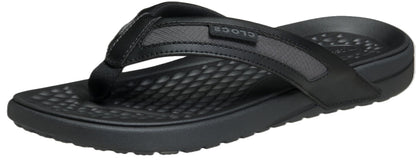 Crocs Men's Yukon Sport LR Lightweight Flip Flop Sandals, Black/Slate Grey