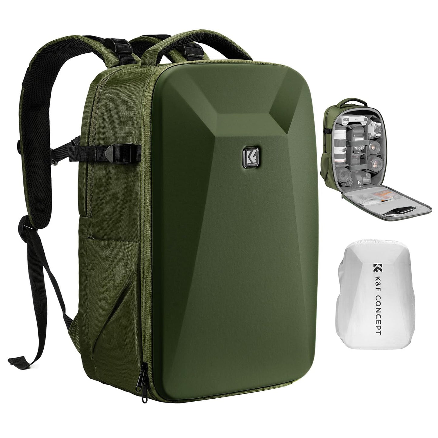 K&F CONCEPT Camera Backpack,Hardshell Photography DSLR Camera Bag with 15-15.6 Inch Laptop Compartment Hard Shell Camera Case Compatible with Canon/Nikon/Sony/DJI Mavic Drone