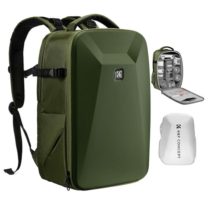 K&F CONCEPT Camera Backpack,Hardshell Photography DSLR Camera Bag with 15-15.6 Inch Laptop Compartment Hard Shell Camera Case Compatible with Canon/Nikon/Sony/DJI Mavic Drone