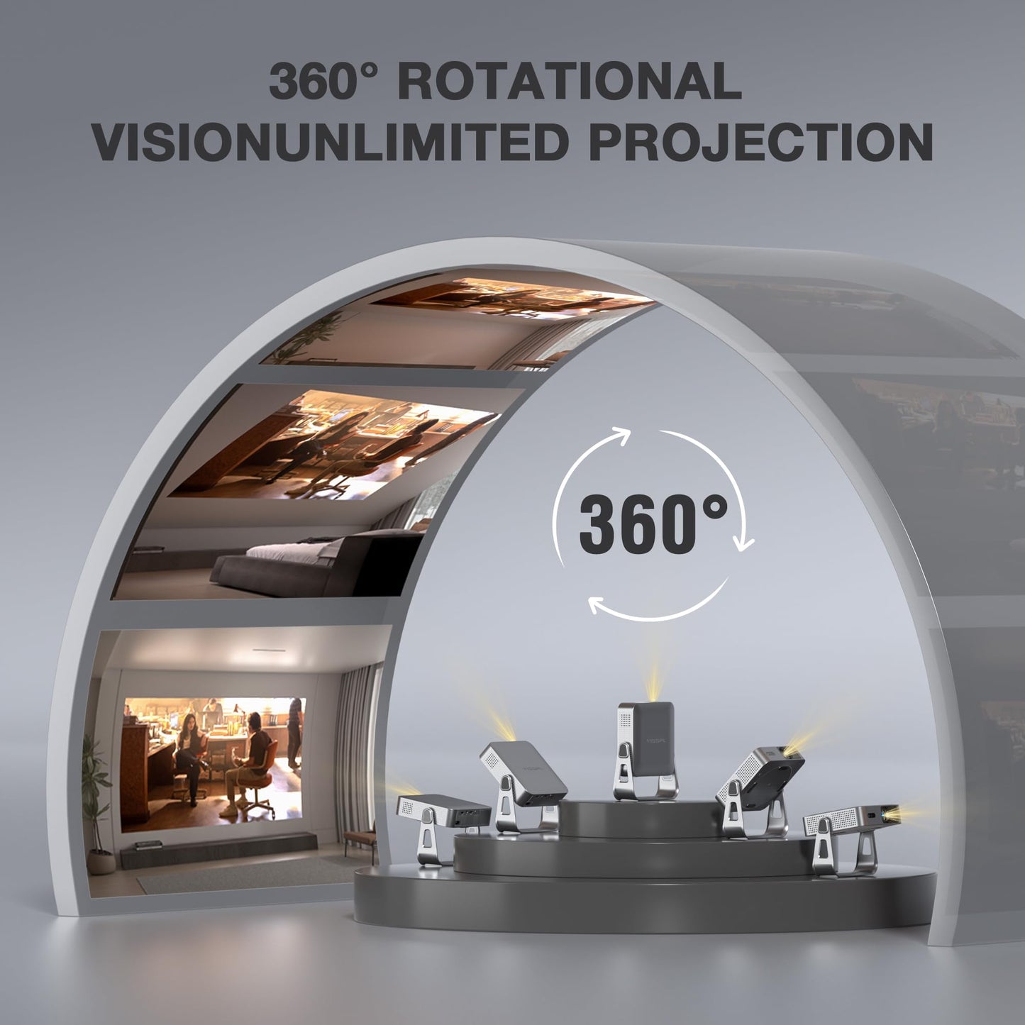 VISSPL Smart Mini Proyector 1080P (Plata)