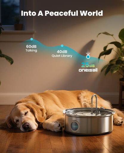 oneisall Fuente de Agua de Acero Inoxidable para Perros (7L / 230oz)
